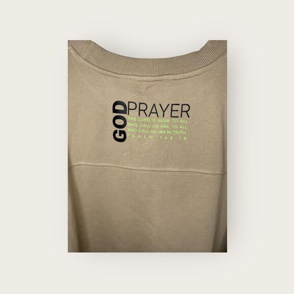 Noveaterra Tan Crewneck Peaceful Violence God Prayer Size XL - Picture 5 of 7